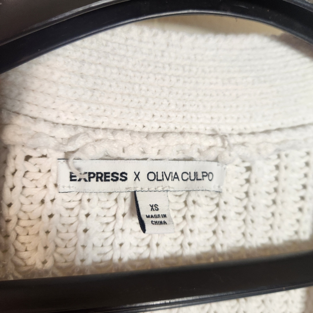 Express X Olivia Culpo White Chunky Open Knit Cardigan Size XS - Picture 4 of 14
